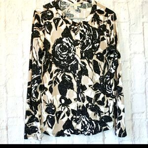 DANA BUCHMAN Floral Button-down Blouse Small